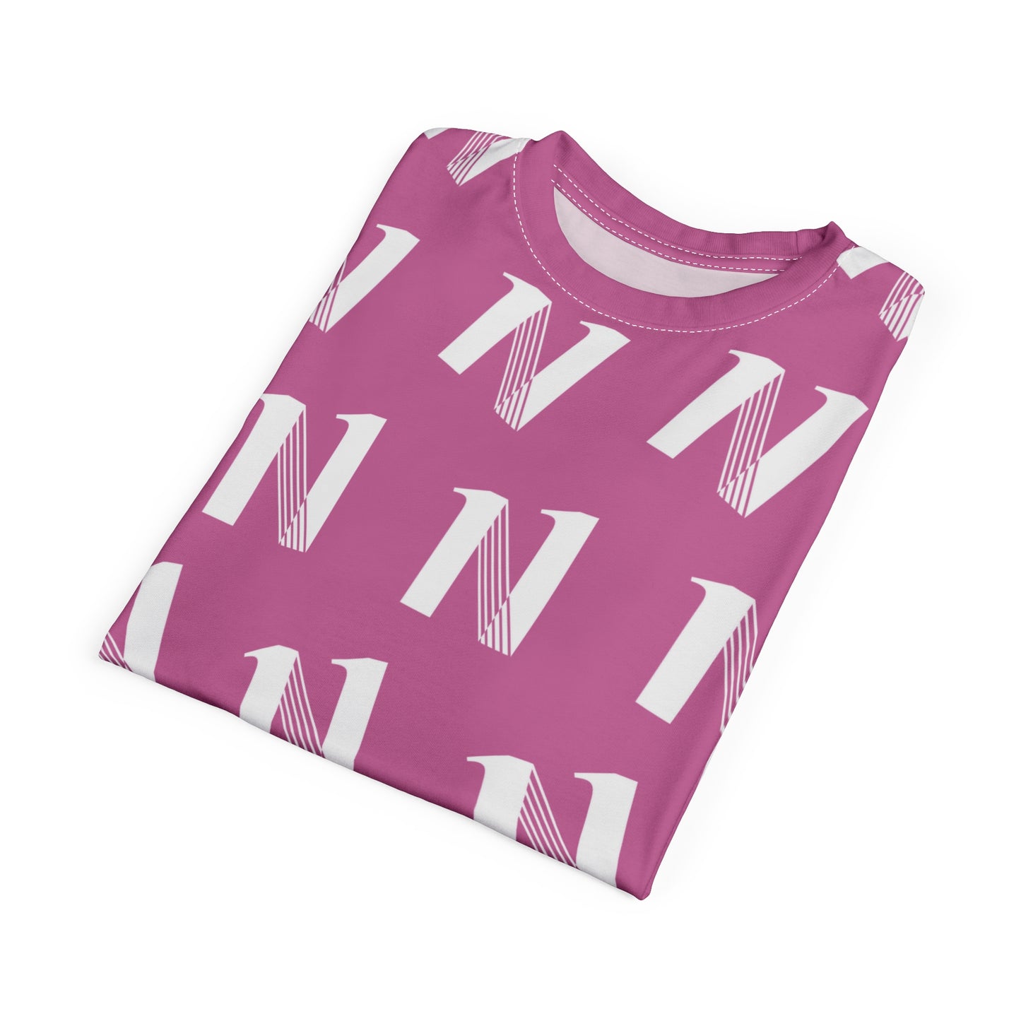 Pink CEREN11 - Sublimado - Graphic Unisex Cut & Sew Tee with Stylish Letter N, Gift, Summer Wear, Comfortable Fit, AOP Design