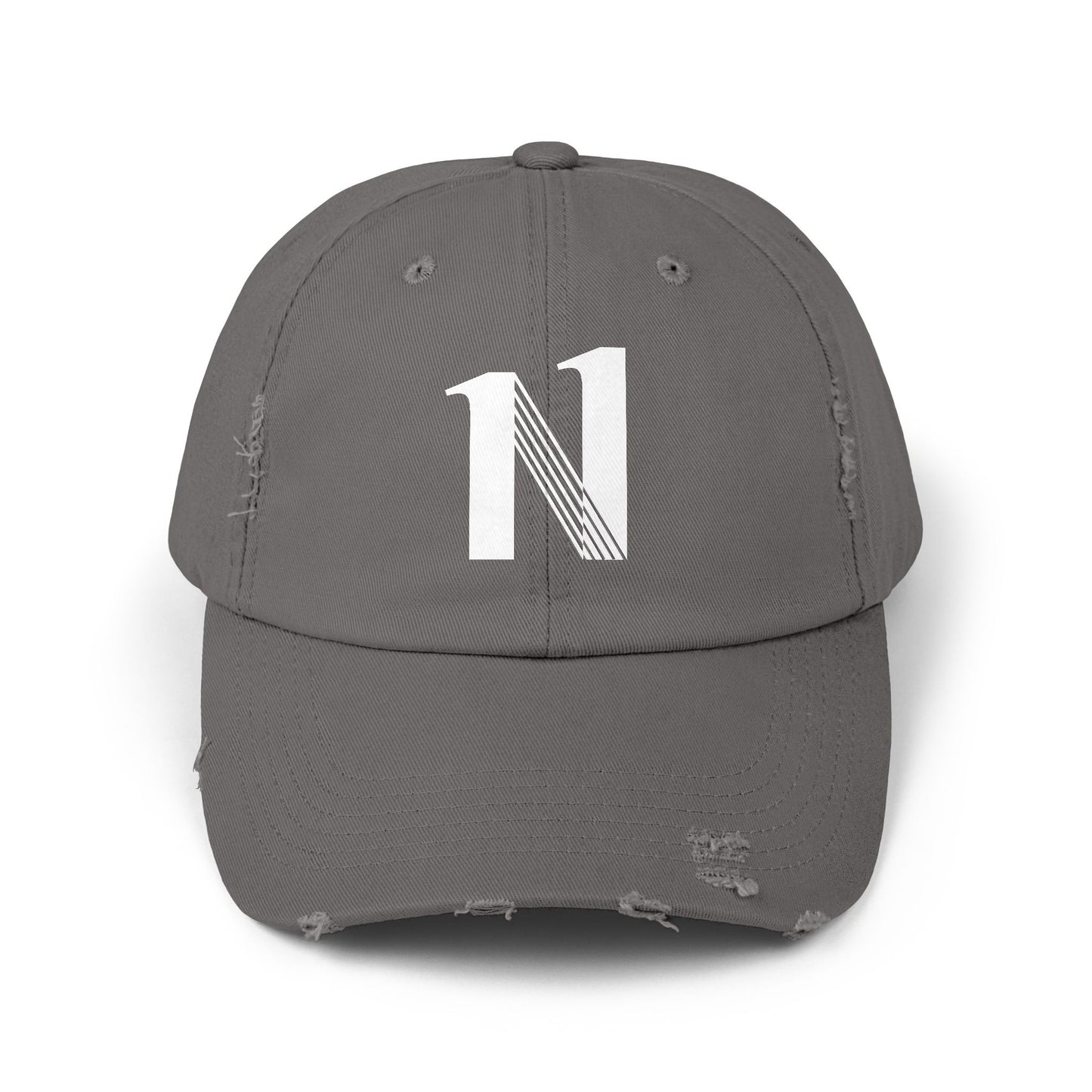 11 Gorra - Unisex Distressed Cap with Bold Lettering | Casual Accessory, Gift for Him/Her, Everyday Wear, Trendy Headwear
