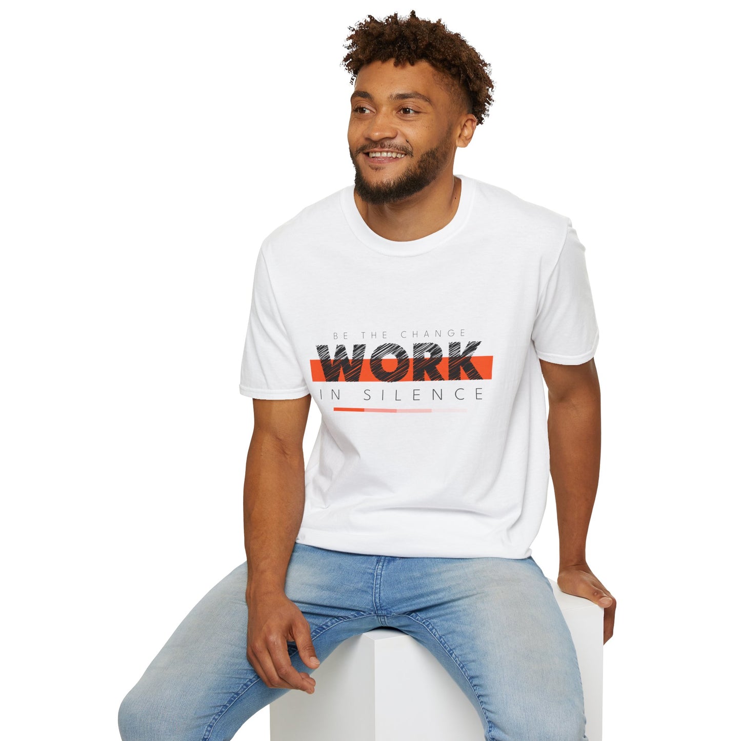 Work in Silence - Unisex Softstyle T-Shirt | Motivational Graphic Tee, Casual Outfit, Gift for Creatives, Everyday Wear, Inspirational Apparel
