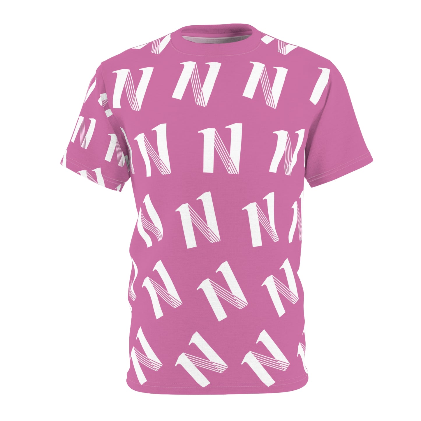 Pink CEREN11 - Sublimado - Graphic Unisex Cut & Sew Tee with Stylish Letter N, Gift, Summer Wear, Comfortable Fit, AOP Design