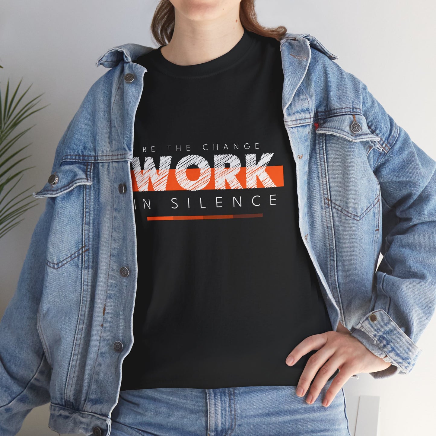 "Work in Silence" - Inspirational T shirt for gym and fitness people