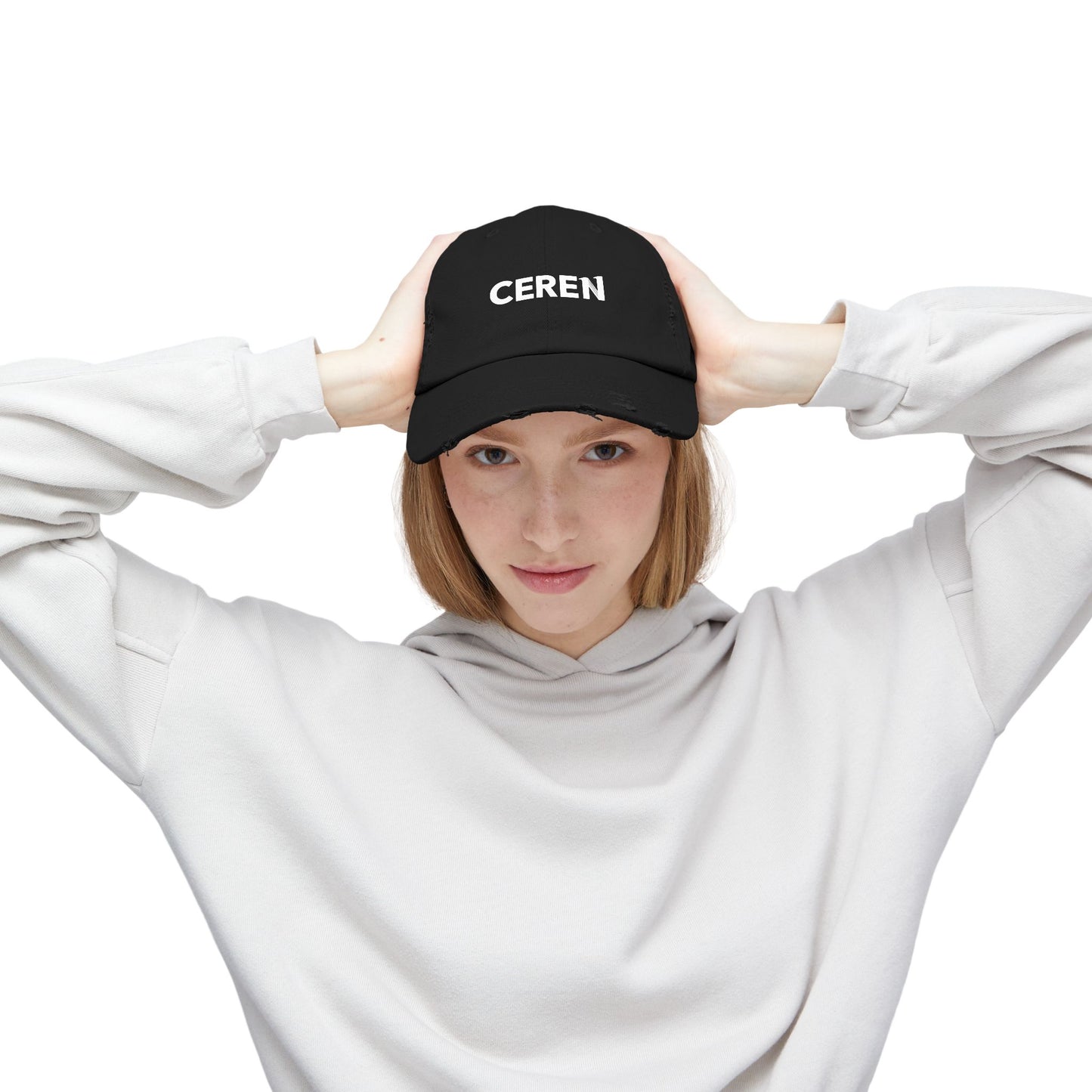 CEREN - Unisex Distressed Cap with Ceren Design - Casual Style Hat, Gift for Him/Her, Trendy Accessory, Everyday Wear, Adjustable Cap
