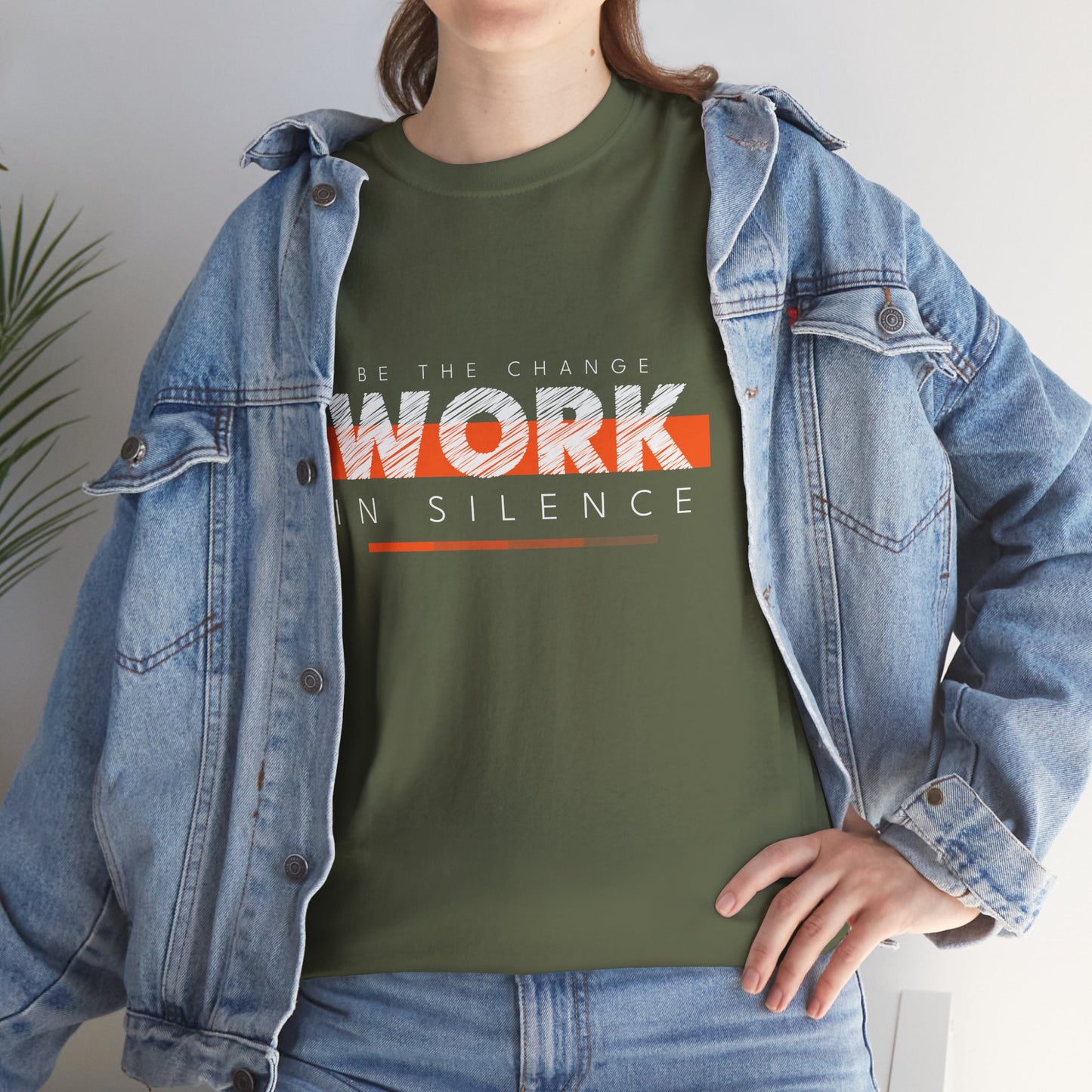 "Work in Silence" - Inspirational T shirt for gym and fitness people