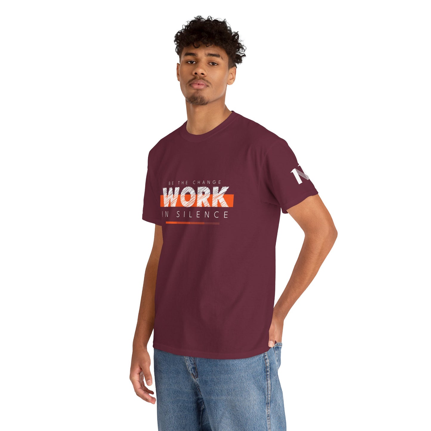 "Work in Silence" - Inspirational T shirt for gym and fitness people