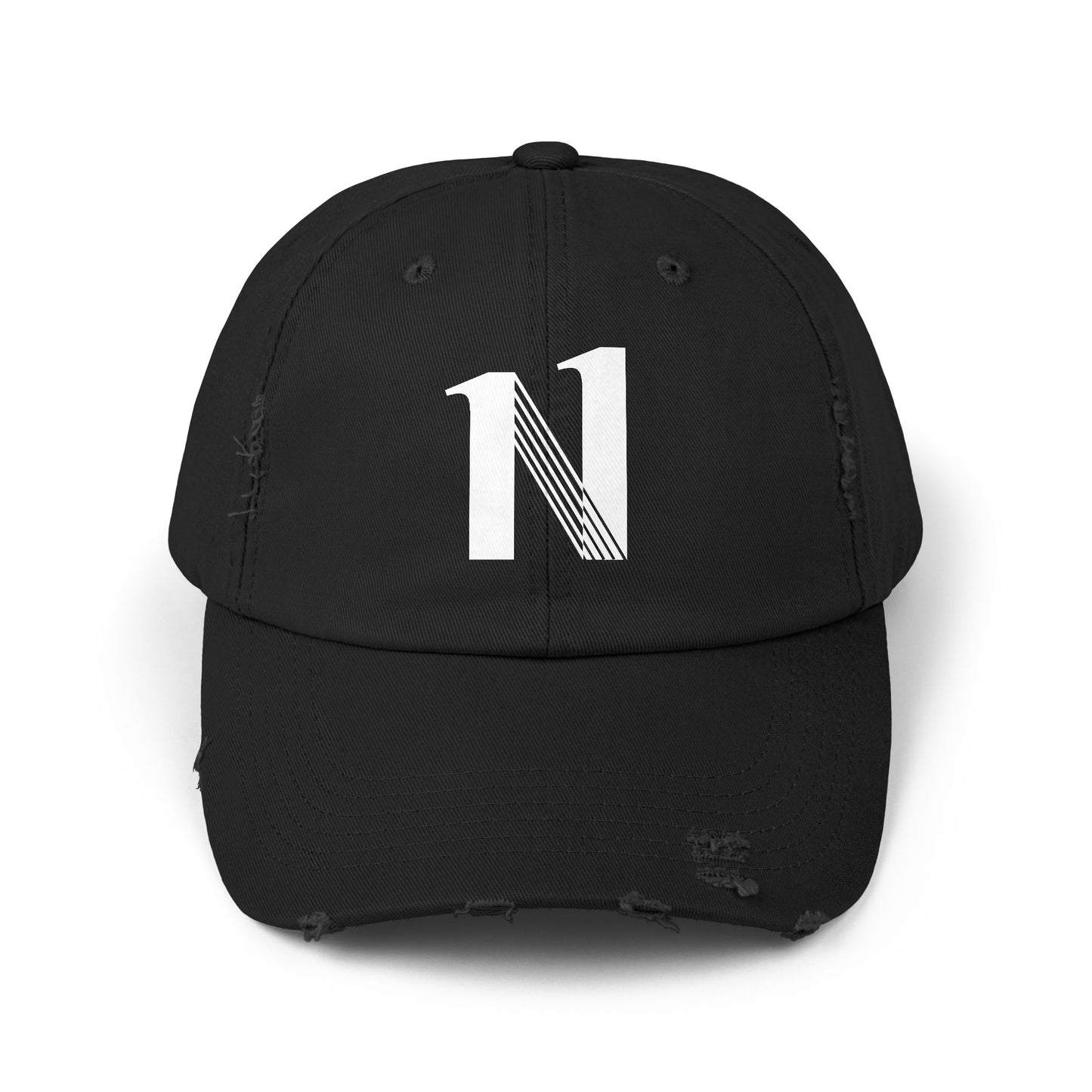 11 Gorra - Unisex Distressed Cap with Bold Lettering | Casual Accessory, Gift for Him/Her, Everyday Wear, Trendy Headwear