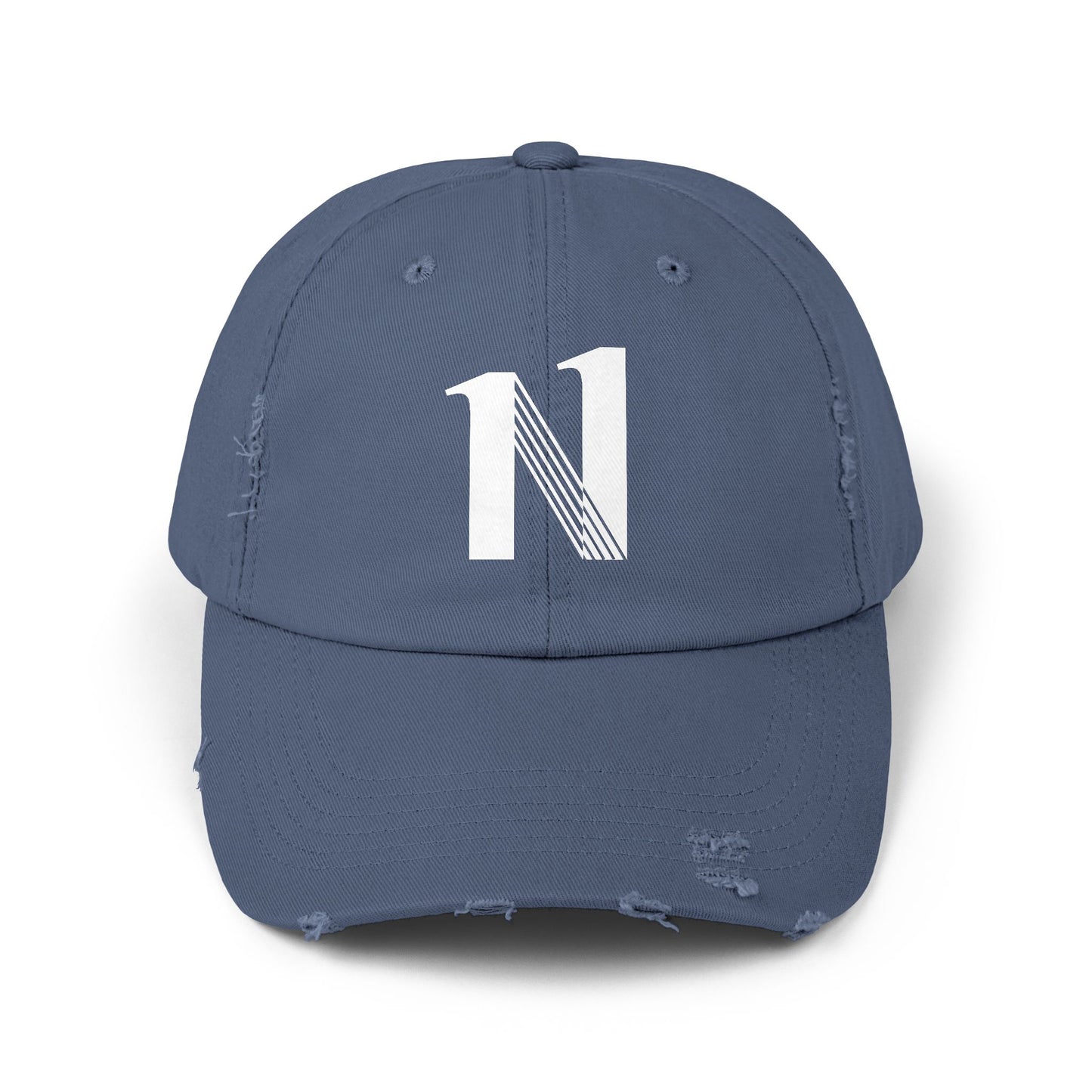 11 Gorra - Unisex Distressed Cap with Bold Lettering | Casual Accessory, Gift for Him/Her, Everyday Wear, Trendy Headwear