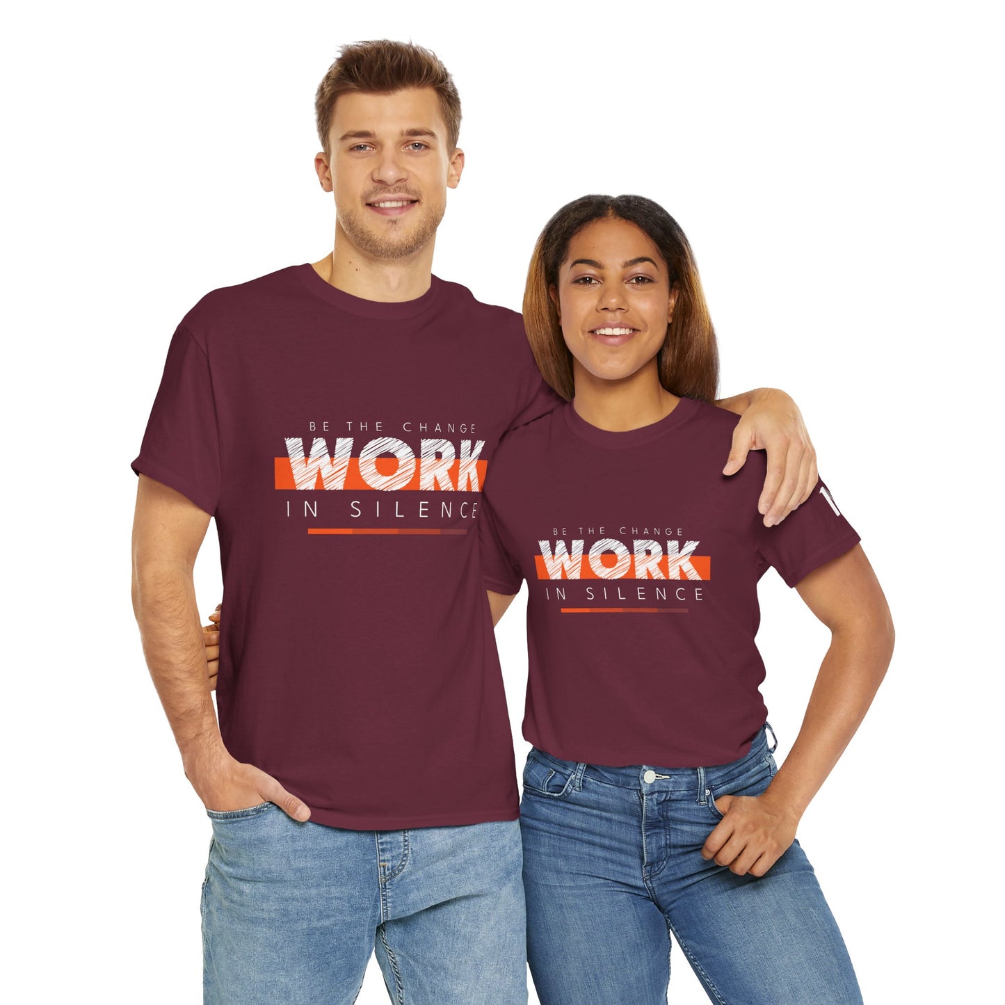 "Work in Silence" - Inspirational T shirt for gym and fitness people
