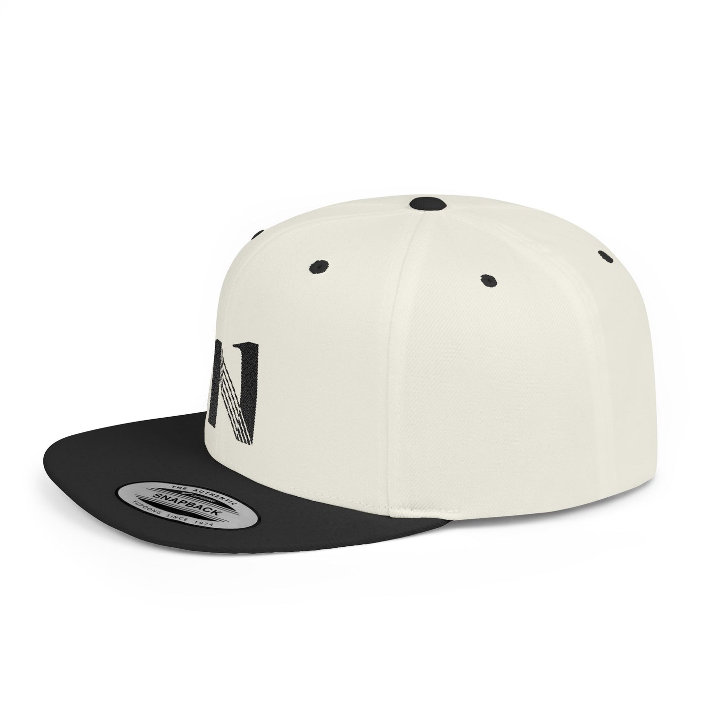 CEREN11 - Gorra bordada plana - Flat Bill Snapback Hat, Stylish White Cap with Letter Design, Gifts, Fashion Lovers