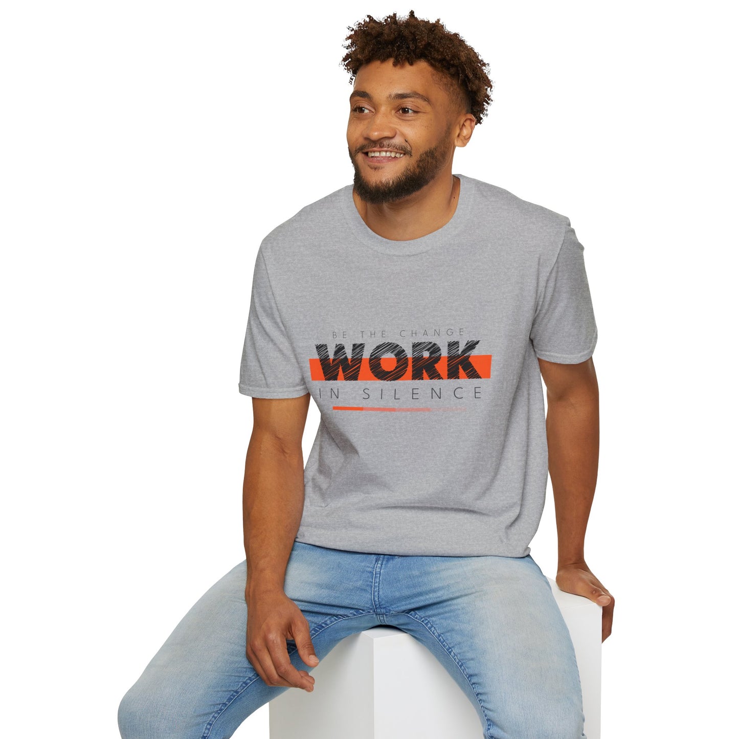 Work in Silence - Unisex Softstyle T-Shirt | Motivational Graphic Tee, Casual Outfit, Gift for Creatives, Everyday Wear, Inspirational Apparel