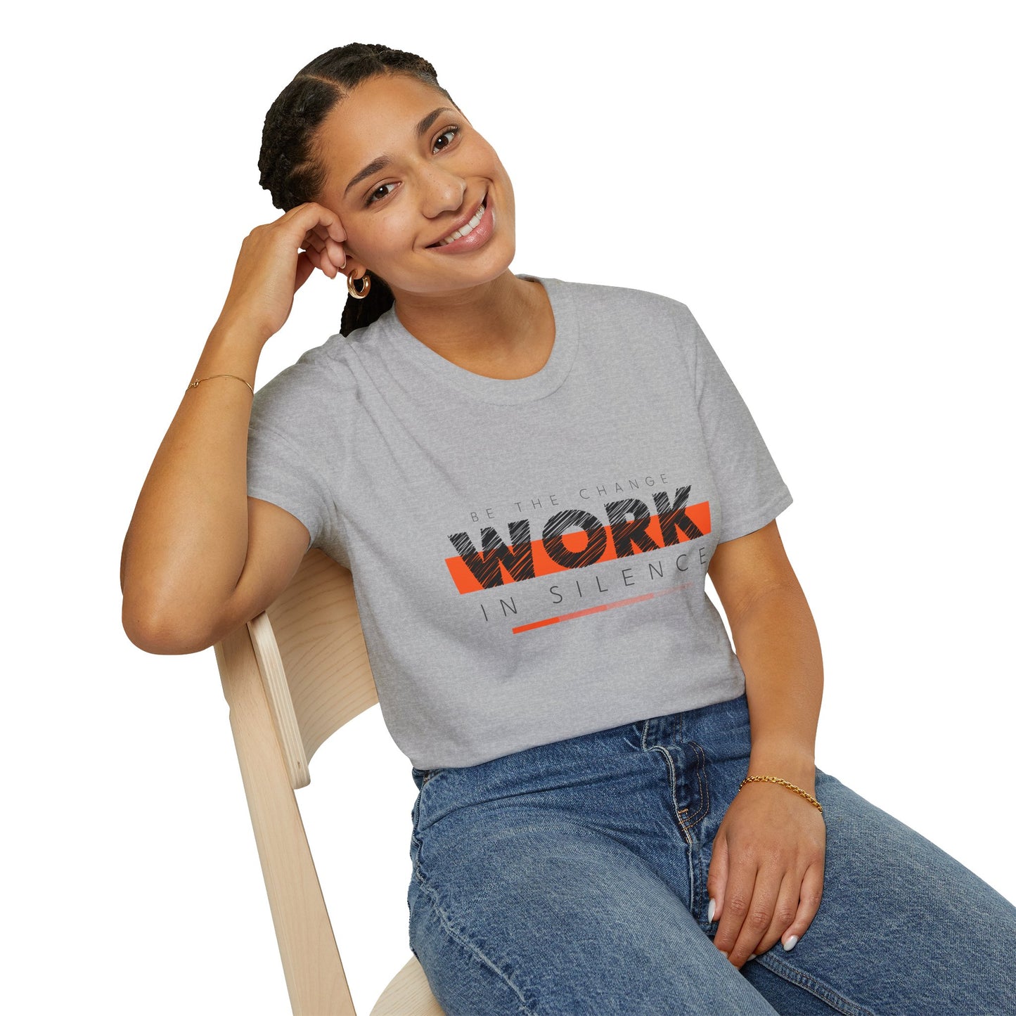 Work in Silence - Unisex Softstyle T-Shirt | Motivational Graphic Tee, Casual Outfit, Gift for Creatives, Everyday Wear, Inspirational Apparel