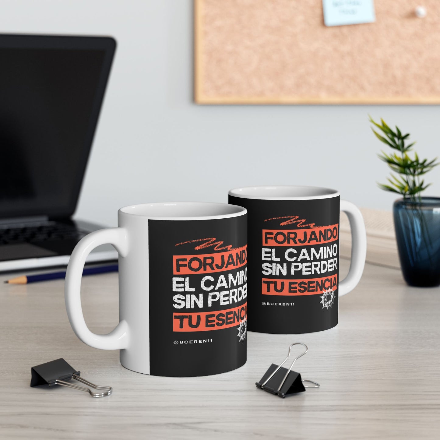 Esencia - CEREN11 - Bold Black Ceramic Mug - Inspirational Gift for Friends, Office Mug, Coffee Lover