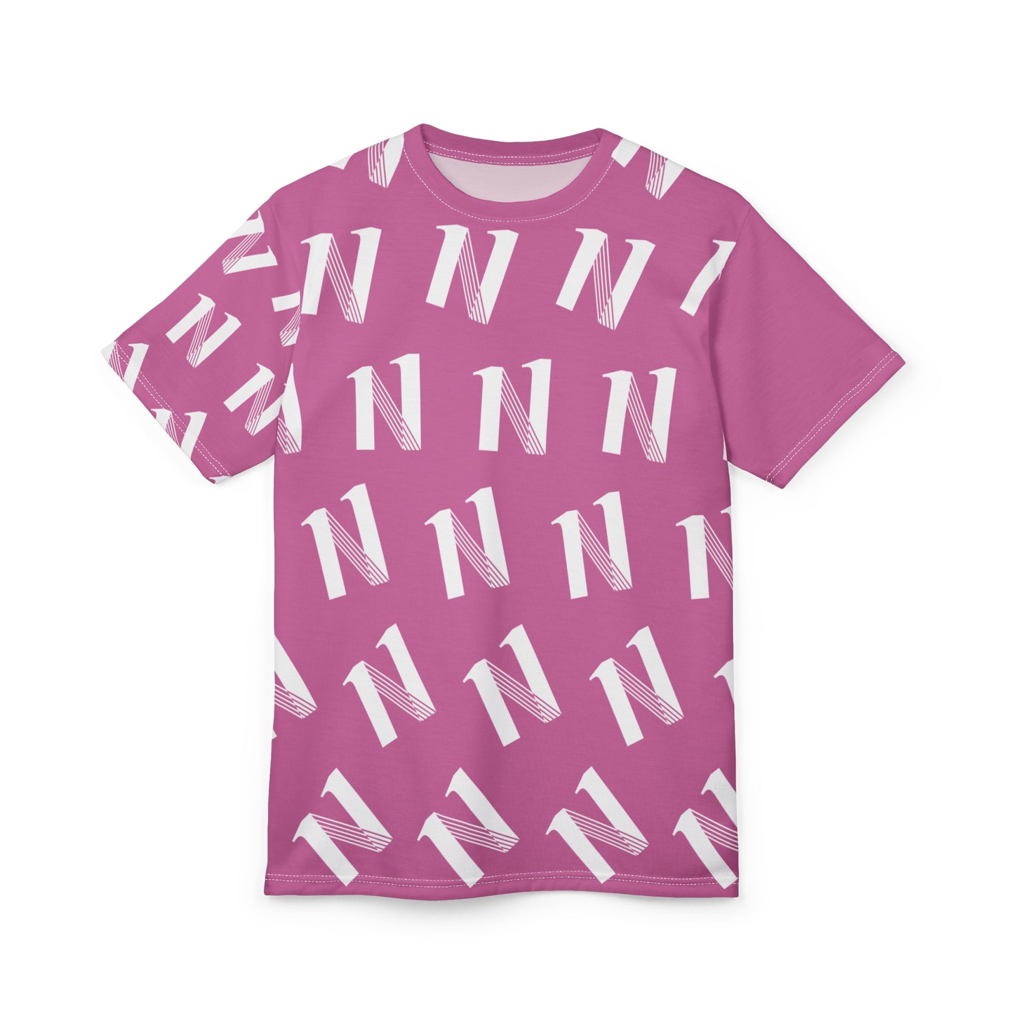 Pink CEREN11 - Sublimado - Graphic Unisex Cut & Sew Tee with Stylish Letter N, Gift, Summer Wear, Comfortable Fit, AOP Design