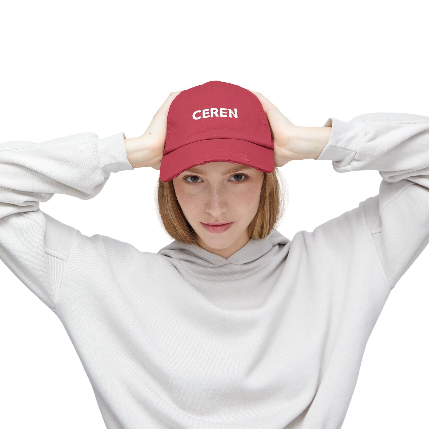 CEREN - Unisex Distressed Cap with Ceren Design - Casual Style Hat, Gift for Him/Her, Trendy Accessory, Everyday Wear, Adjustable Cap