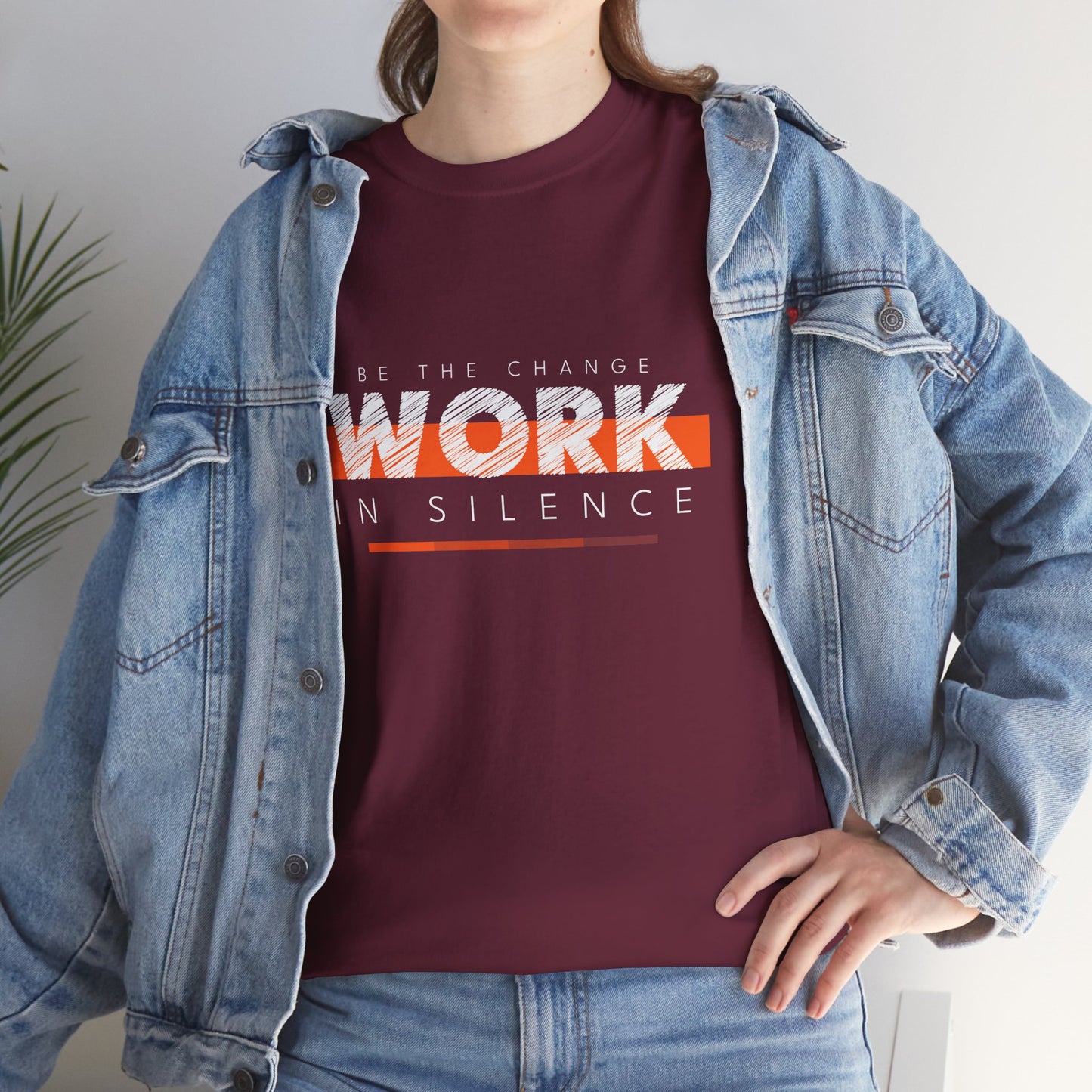 "Work in Silence" - Inspirational T shirt for gym and fitness people