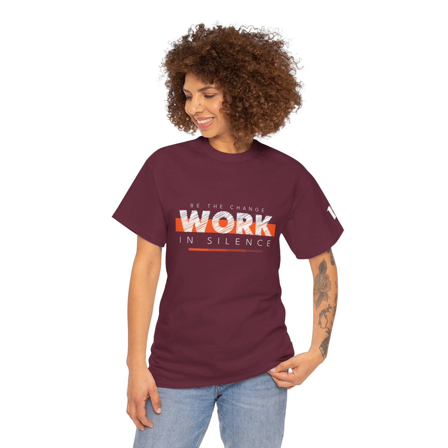 "Work in Silence" - Inspirational T shirt for gym and fitness people